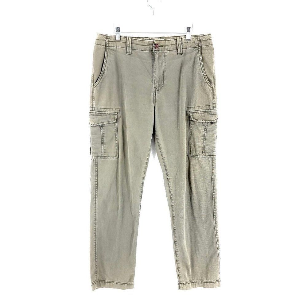 Arizona Jeans Cargo Green Cotton Chino Pants 36/32 Mid Rise Tagged 34/32